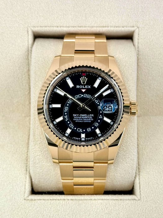 Rolex Sky-Dweller 42mm 336938 Yellow Gold Oyster Black Dial