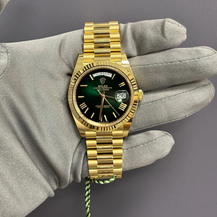 Rolex Day-Date 40mm Ombre Green Dial Watch Ref# 22823