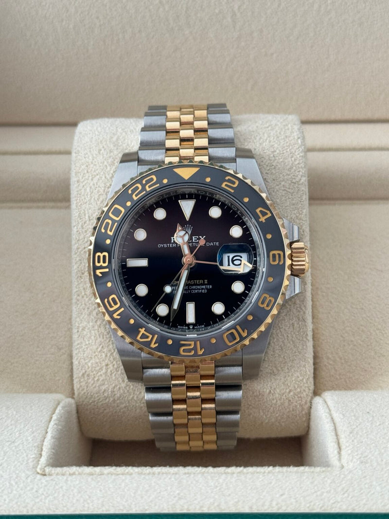 Automatic Rolex GMT-Master II 126718GRNR Black Dial 40mm Yellow Gold