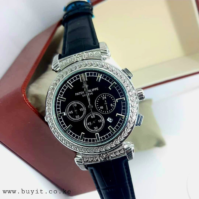 Black Double-faced Patek Chronograph Timepiece for Men 45mm