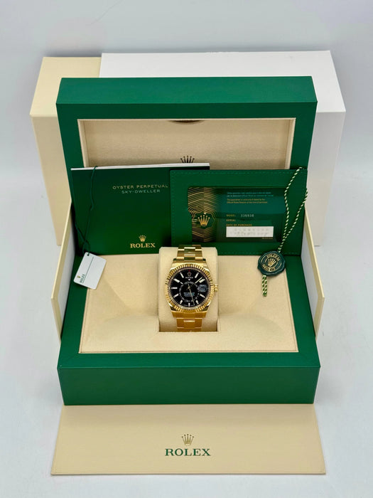 Rolex Sky-Dweller 42mm 336938 Yellow Gold Oyster Black Dial