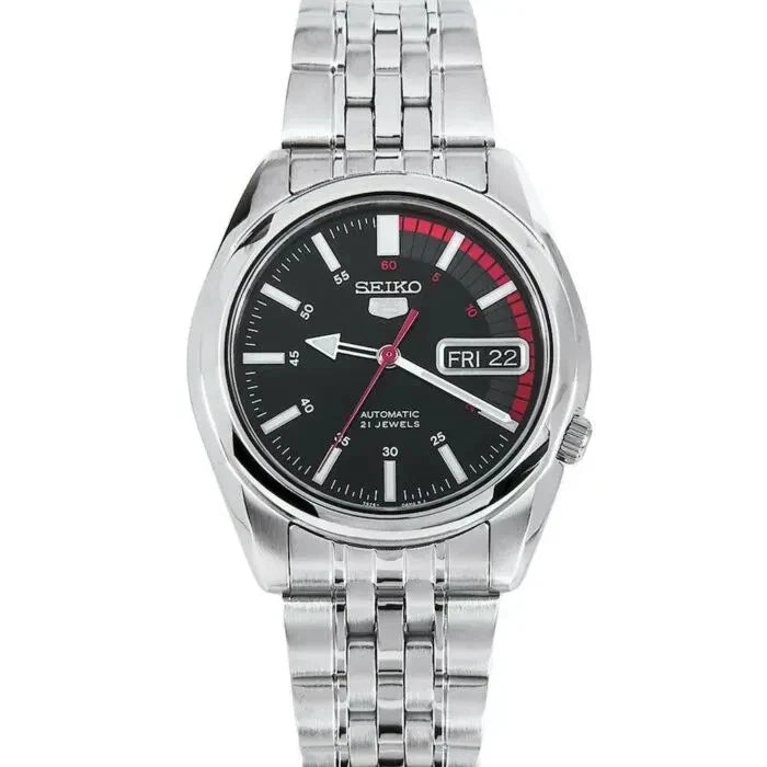 Seiko 5 SNK375K1 Automatic 21 Jewels Black Dial 37mm New Full Set Men's Watch