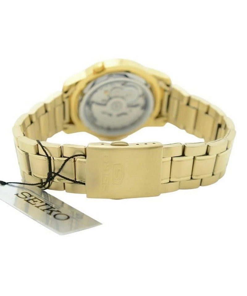 Seiko Mens Series 5 Automatic Gold Dial Watch SNKK20 38mm