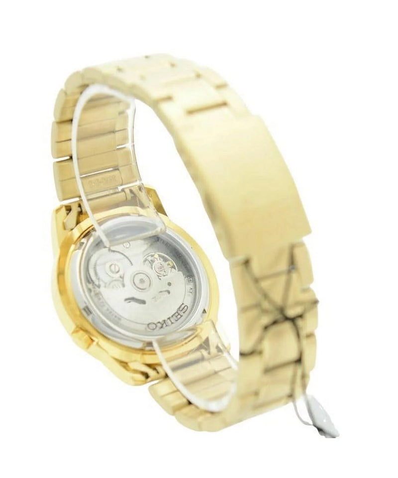 Seiko Mens Series 5 Automatic Gold Dial Watch SNKK20 38mm